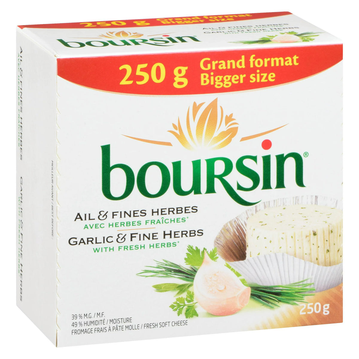 BOURSIN GARLIC & FINE HERBS CHEESE SPREAD 250GR – Mia Food Service