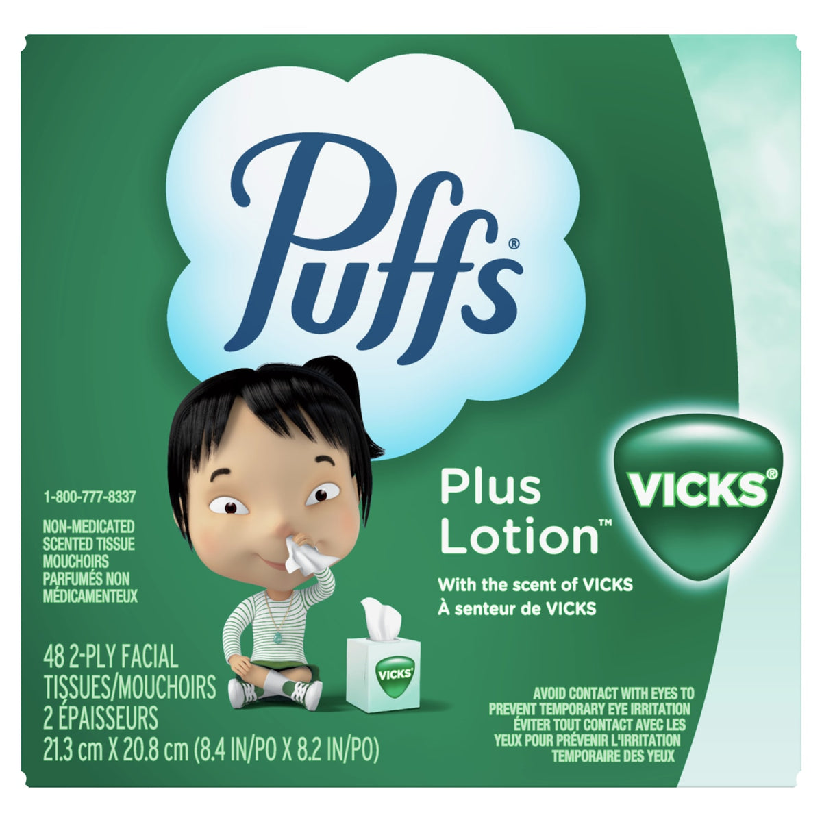 PUFFS 2PLY FACIAL TISSUES PLUS VICKS LOTION 48EA – Mia Food Service